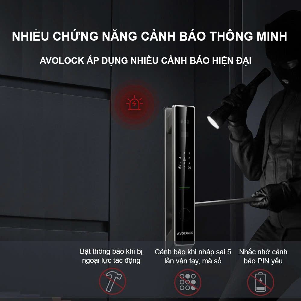 Khóa Vân Tay Cửa Gỗ AVOLOCK AL-80FRVT-B