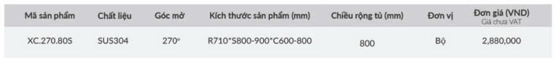Mâm Xoay 3/4 270° GrandX XC.270.80S