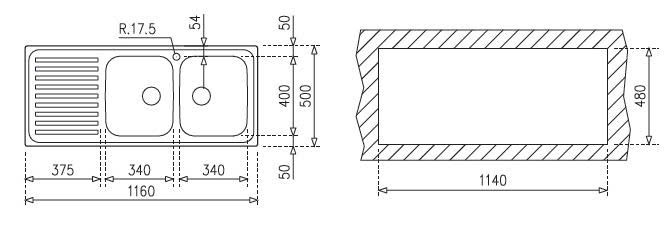 Chậu rửa inox TEKA CLASSIC 1160.500 2B.1D (2C.1E)
