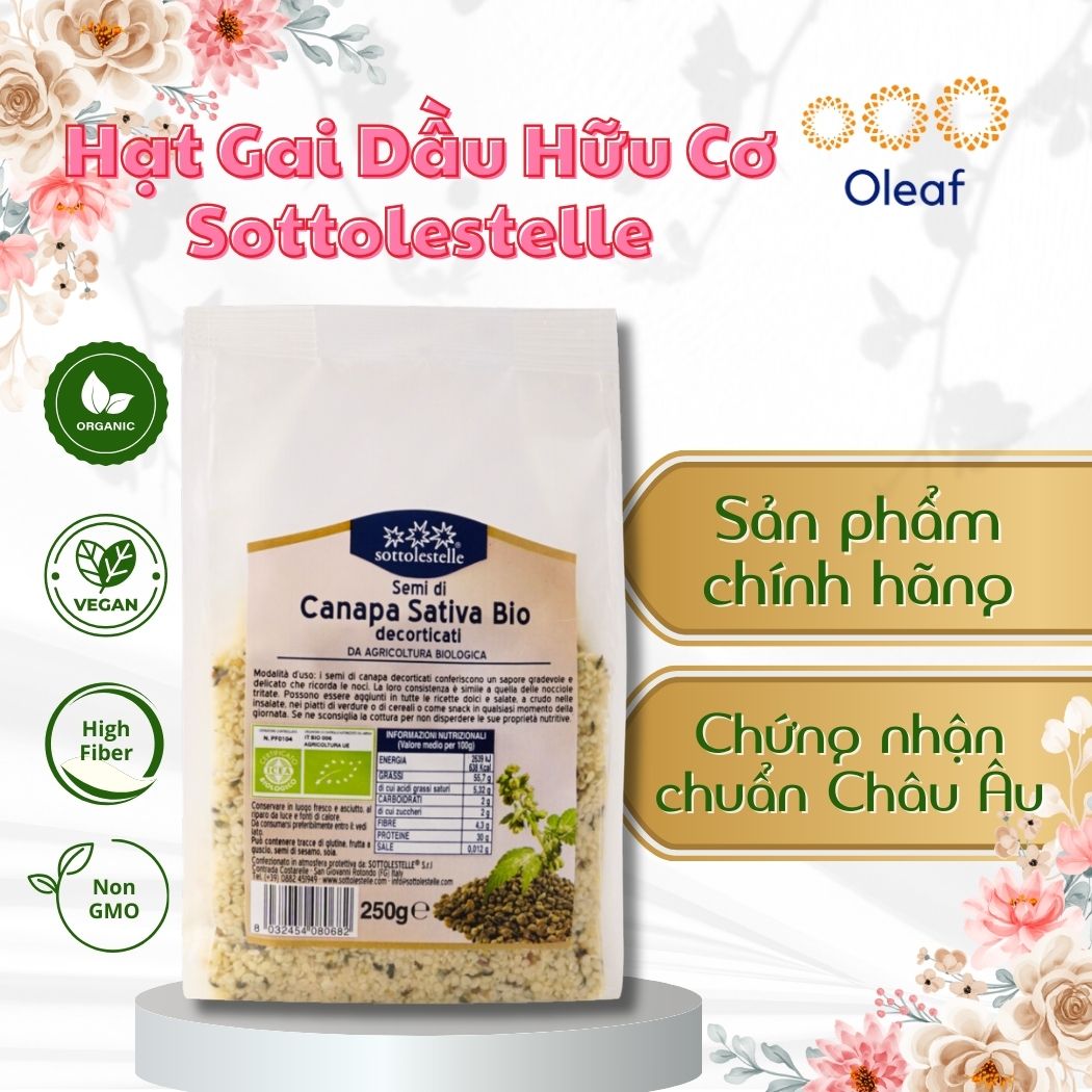 Hạt Gai Dầu Hữu Cơ Sottolestelle - 250gram - OLEAF Hạt Hữu Cơ