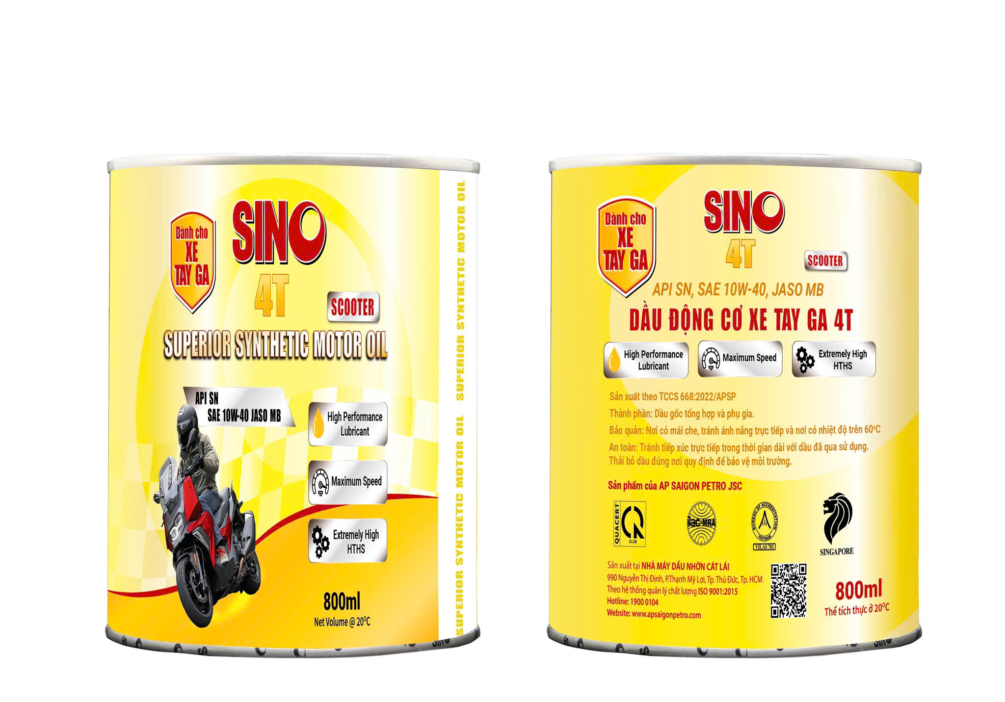 Dầu xe tay ga SINO 4T SN 10W-40 JASO MB