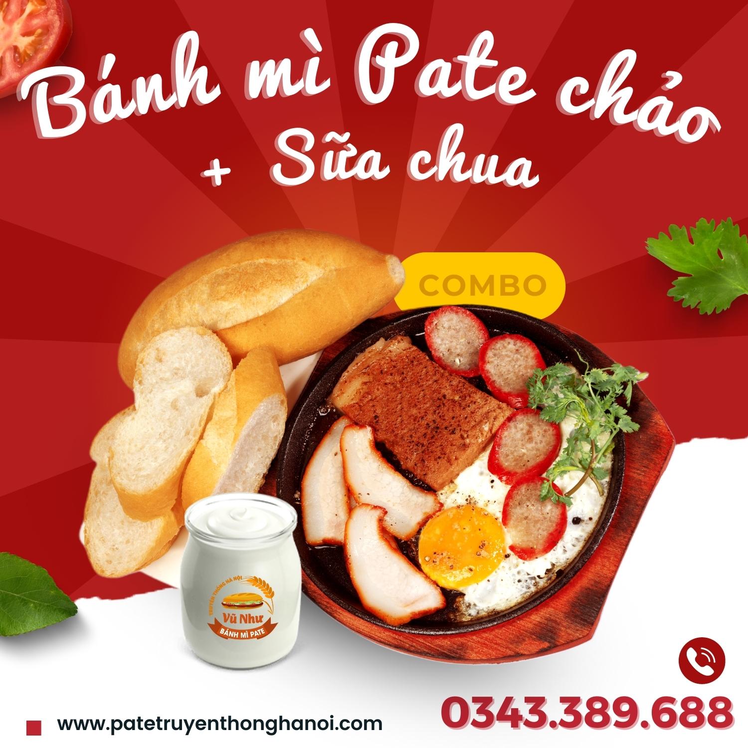 Pate chảo kèm sữa chua