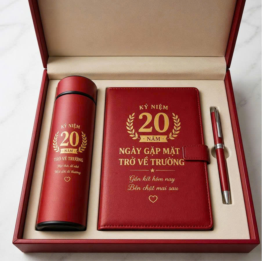 Giftset quà tặng họp lớp ngày trở về trường cao cấp, thiết kế theo yêu cầu