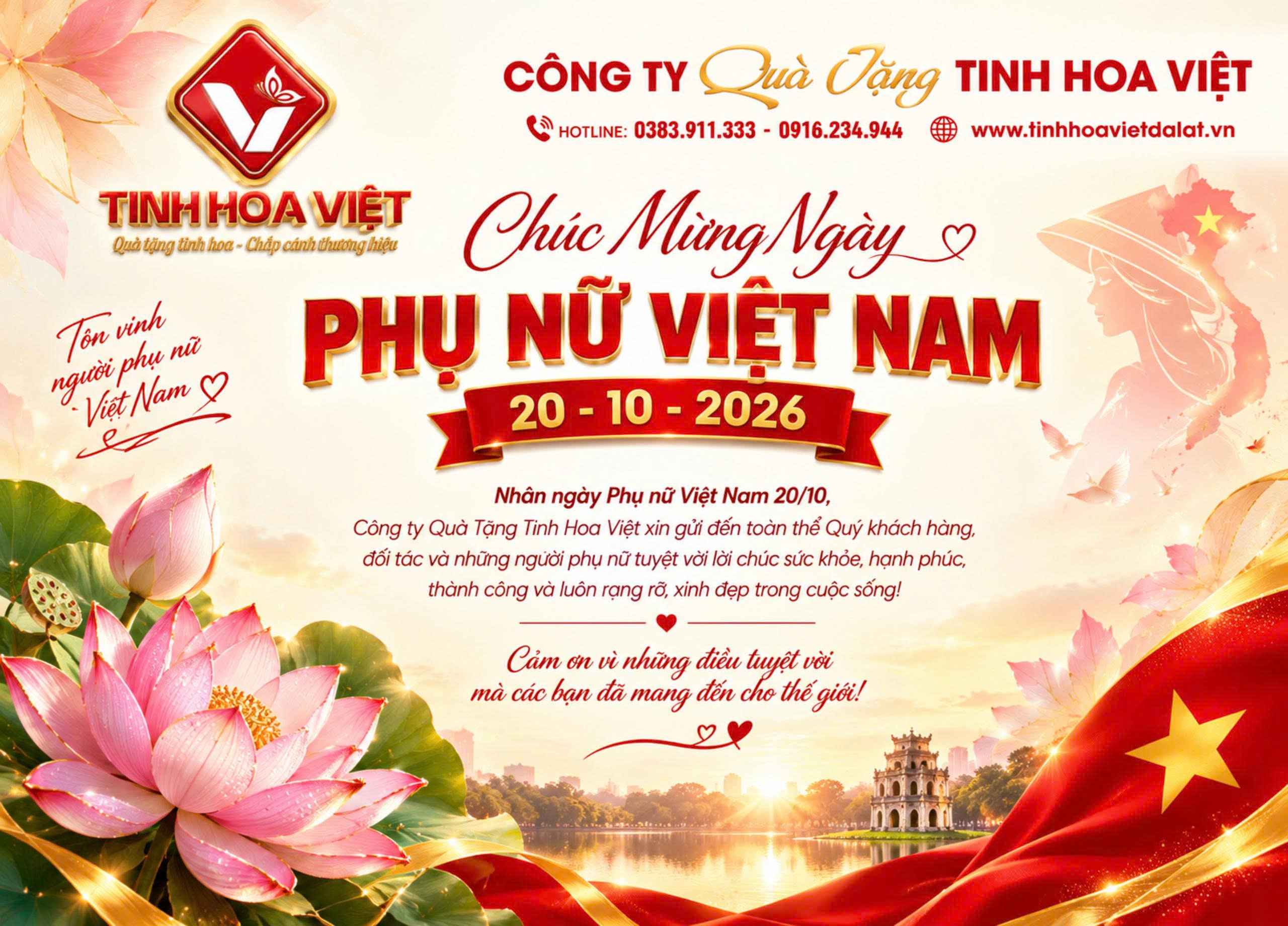 Chúc mừng 20/10/2026 – Quà tặng ý nghĩa | Tinh Hoa Việt