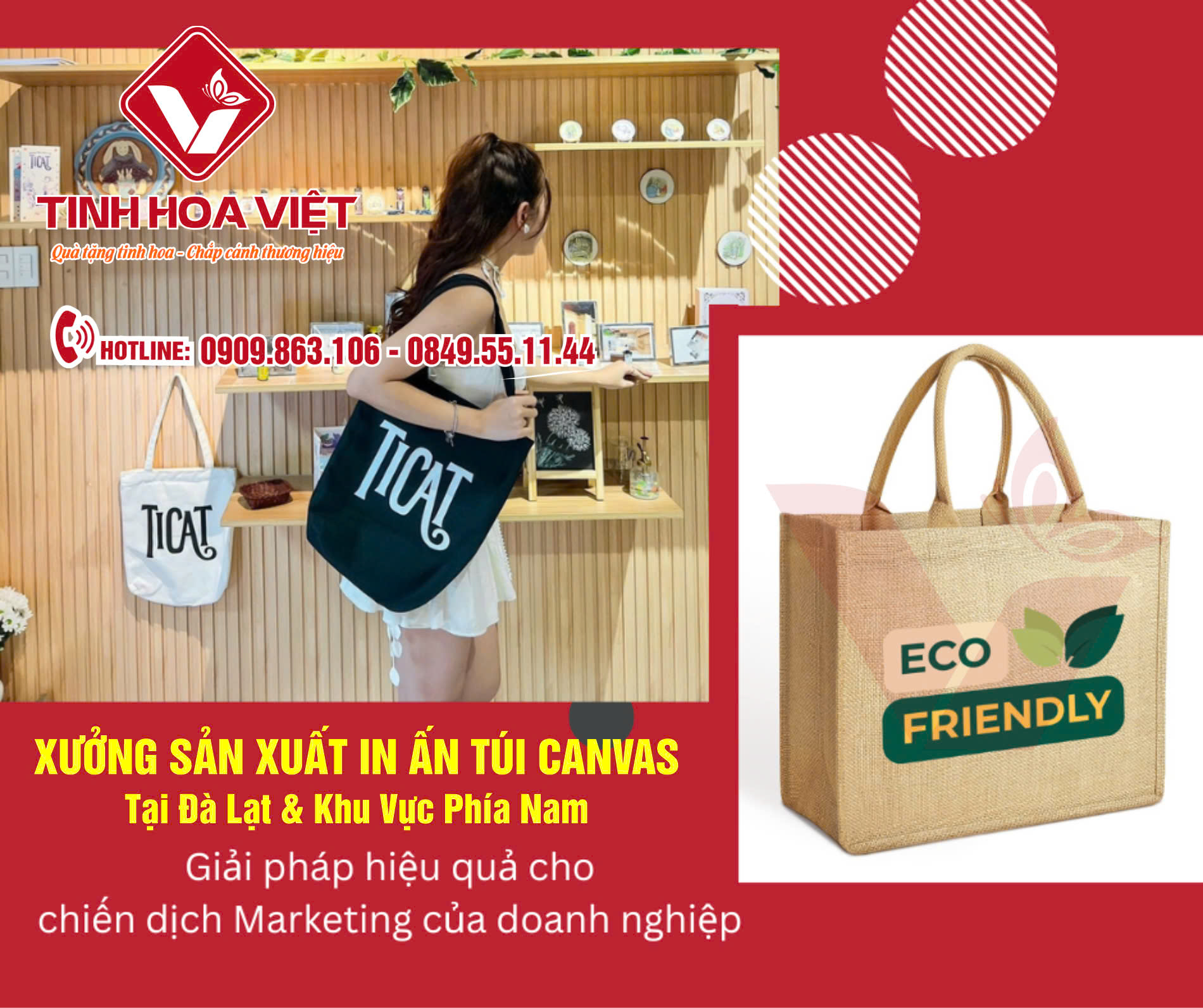 Cung Cấp Sỉ Lẻ Túi Canvas In Ấn Theo Yêu Cầu Tại Đà Lạt và Phía Nam