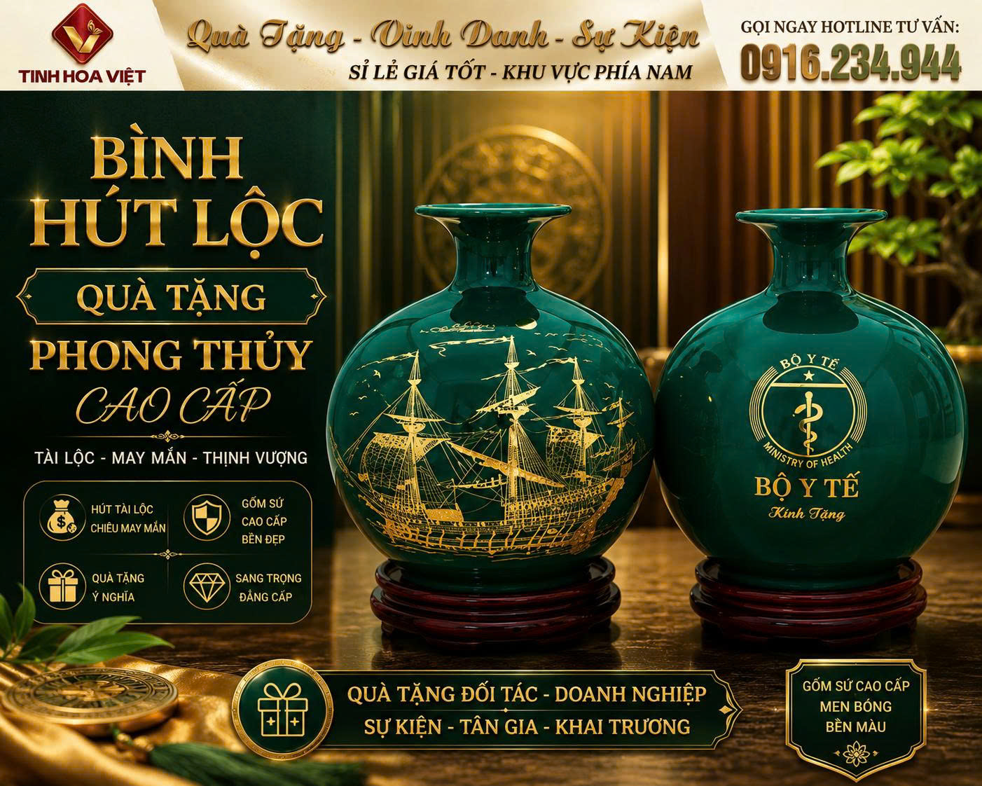 Địa Chỉ Đặt Bình Hút Lộc In Logo Làm Quà Tặng Doanh Nghiệp