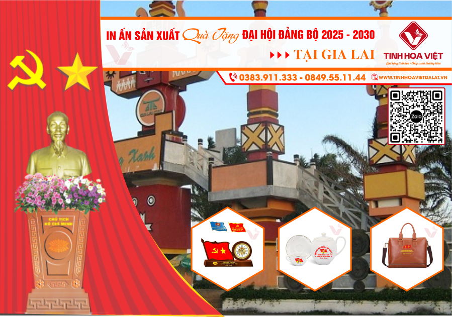 Sản xuất in ấn quà tặng đại hội Đảng Bộ 2025 - 2030 tại Gia Lai
