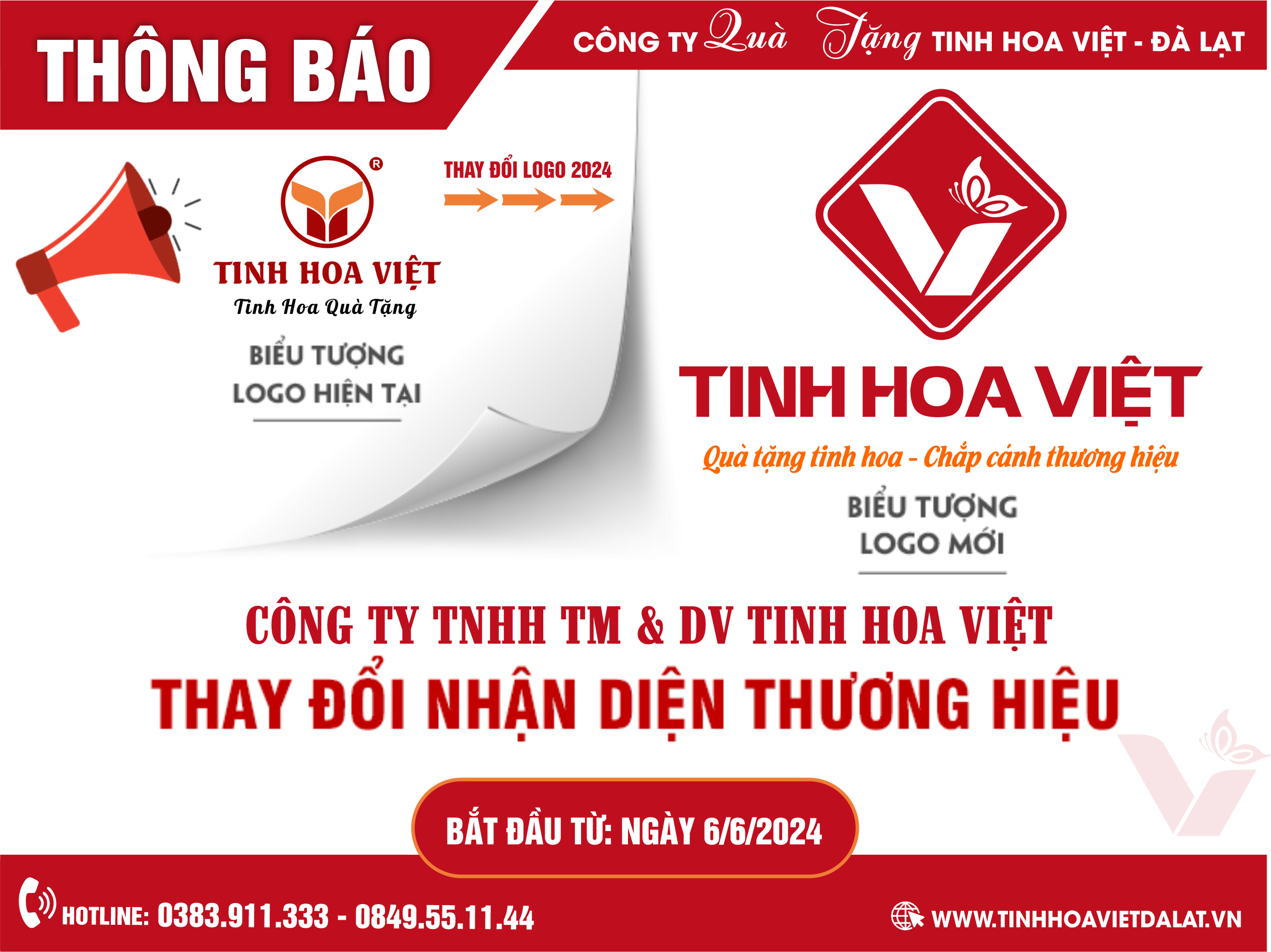Thông Báo Thay Đổi Logo Nhận Diện Thương Hiệu - Tinh Hoa Việt