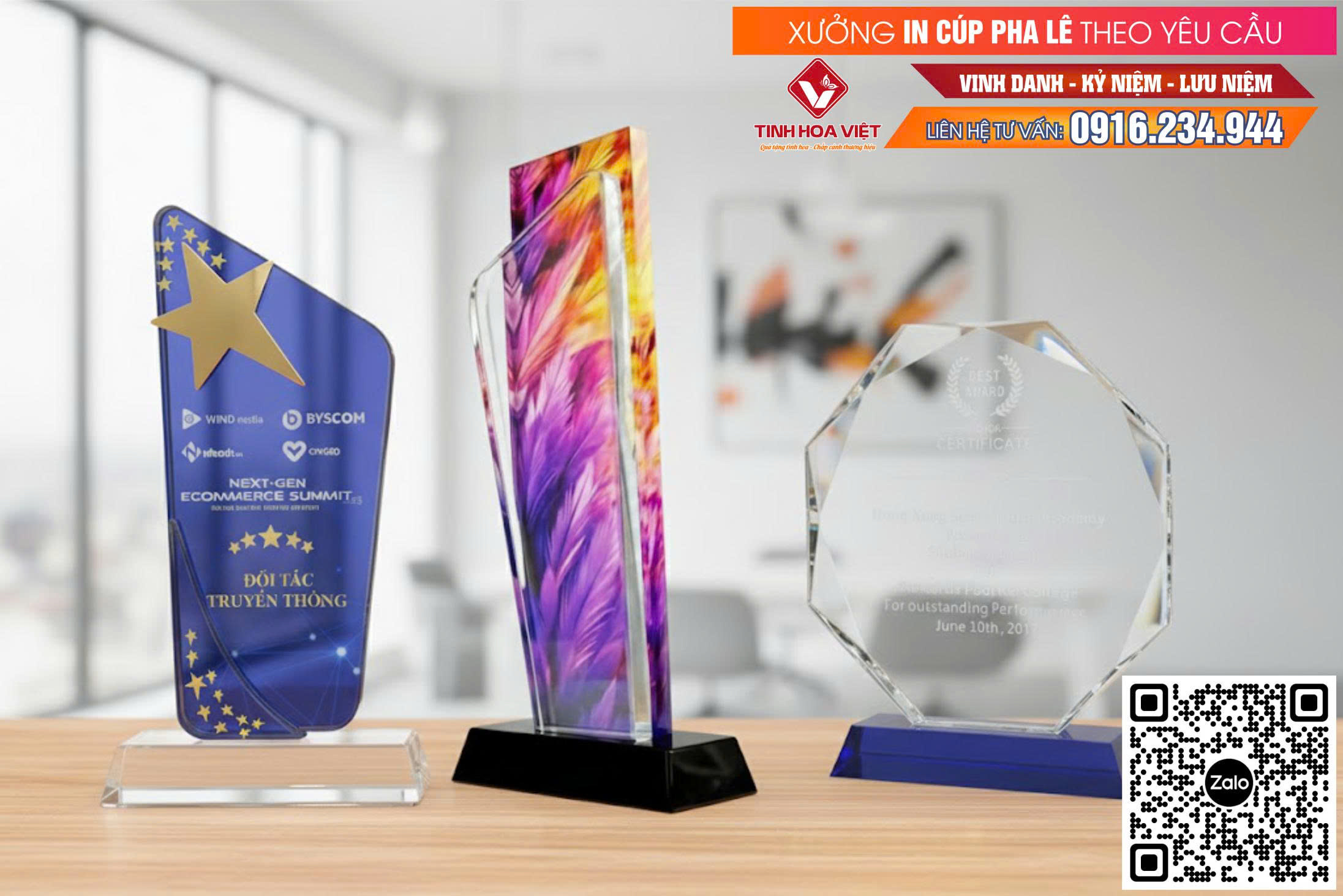 Đặt làm cúp pha lê theo yêu cầu – giao nhanh miền Nam & Trung Bộ