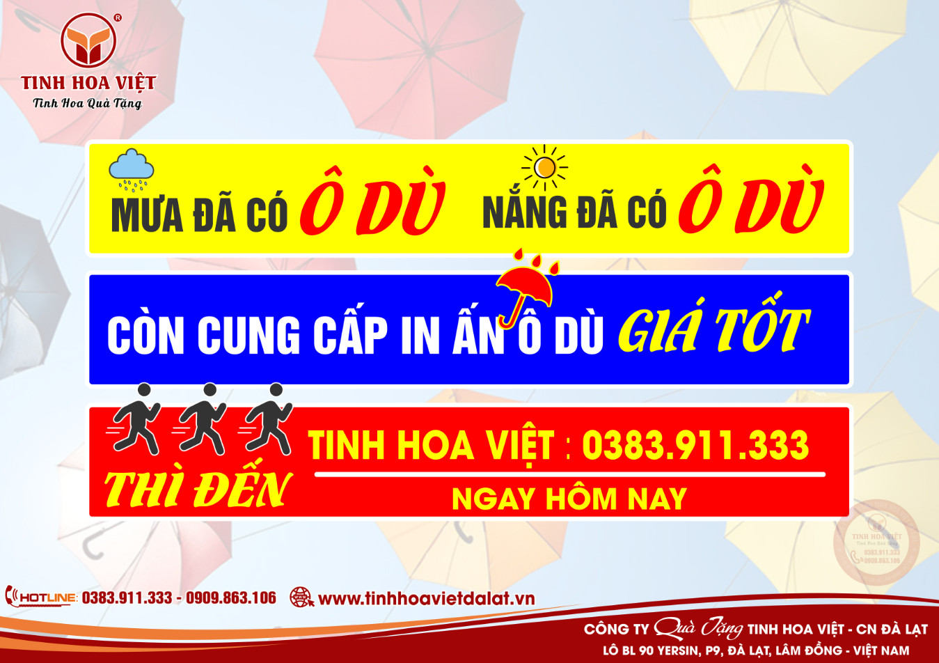 Tinh Hoa Việt Đơn Vị Cung Cấp In Ấn Sỉ Lẻ Ô Dù Giá Tốt Tại Phía Nam