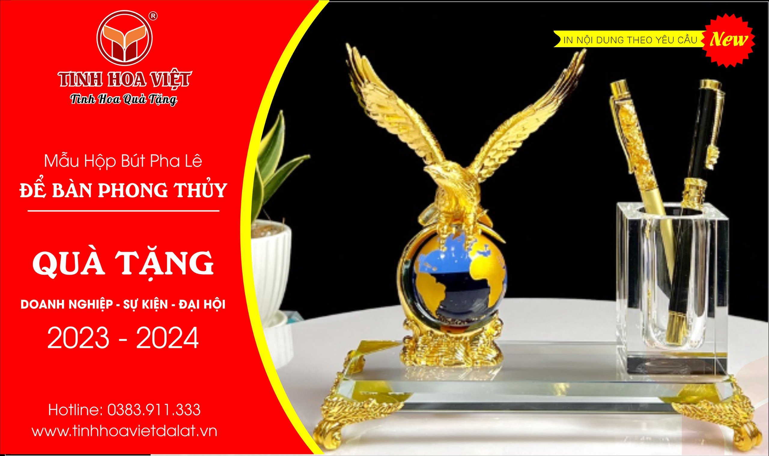 Hộp Bút Pha Lê Phong Thủy - Đại Bàng Tung Cánh, Sức Mạnh và Tinh Tế