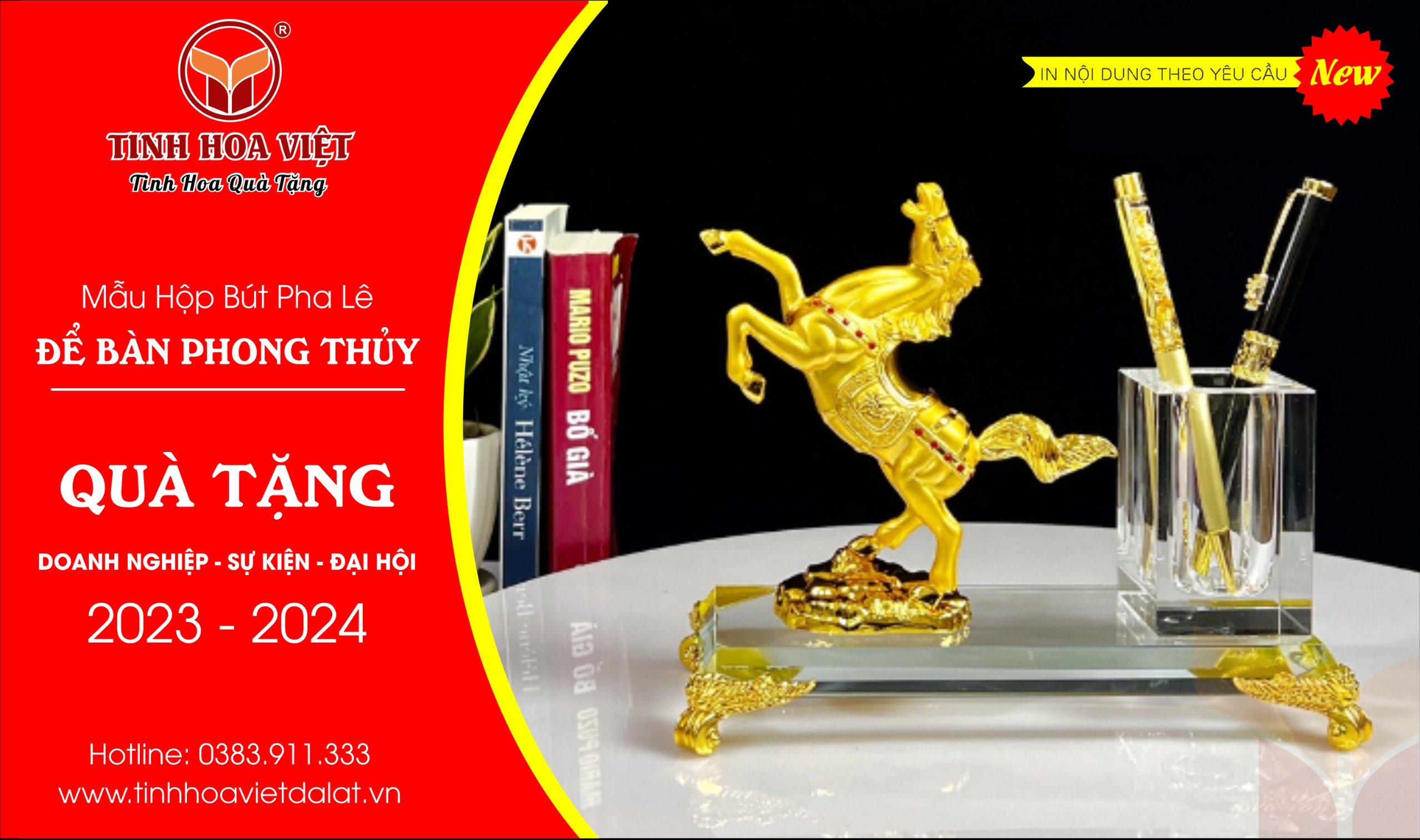 Hộp Bút Pha Lê Phong Thủy - Mã Đáo Thành Công