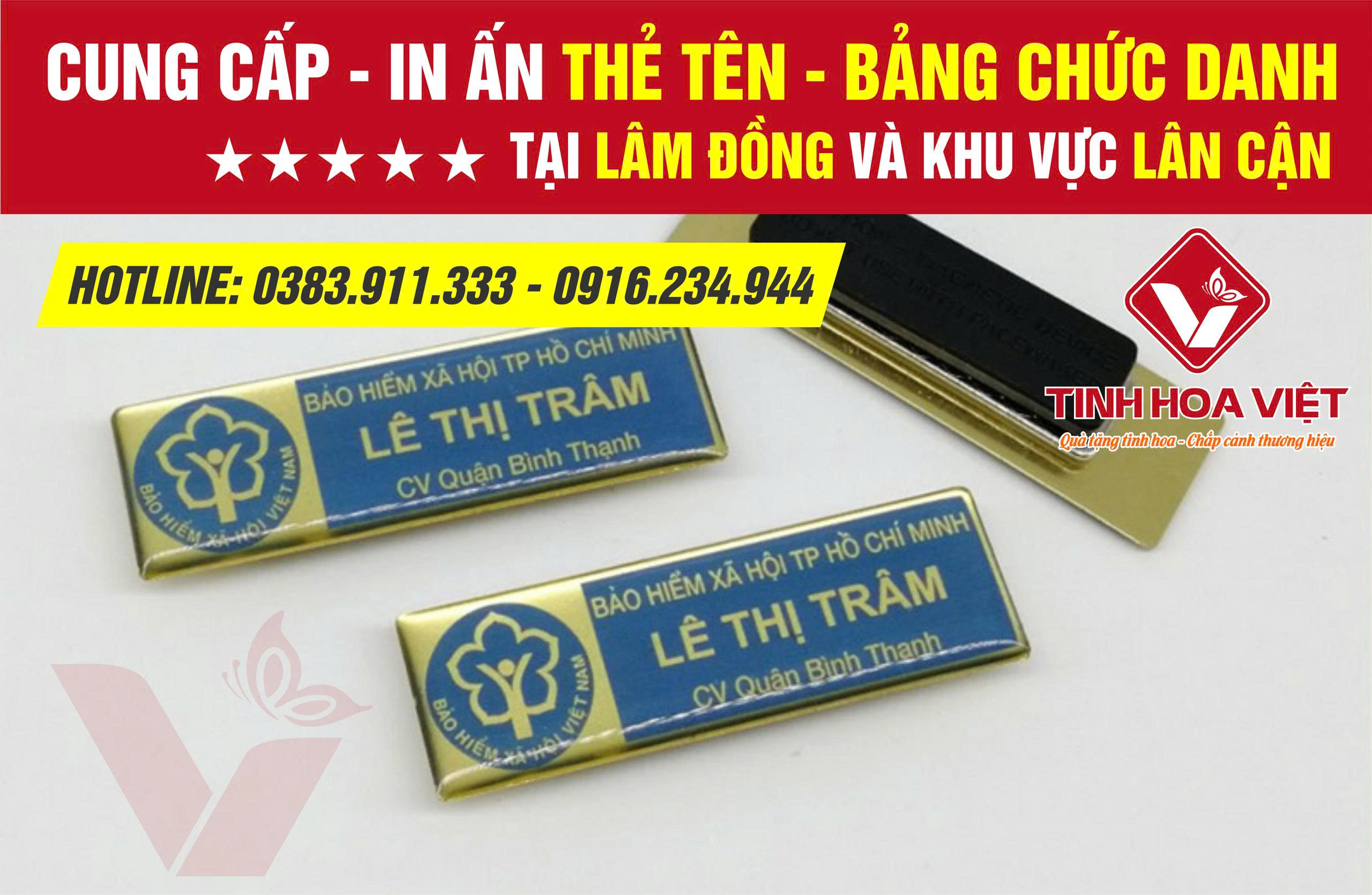 Biển Chức Danh & Thẻ Tên Đeo Ngực – Làm Bảng Tên Đẹp Tại Lâm Đồng