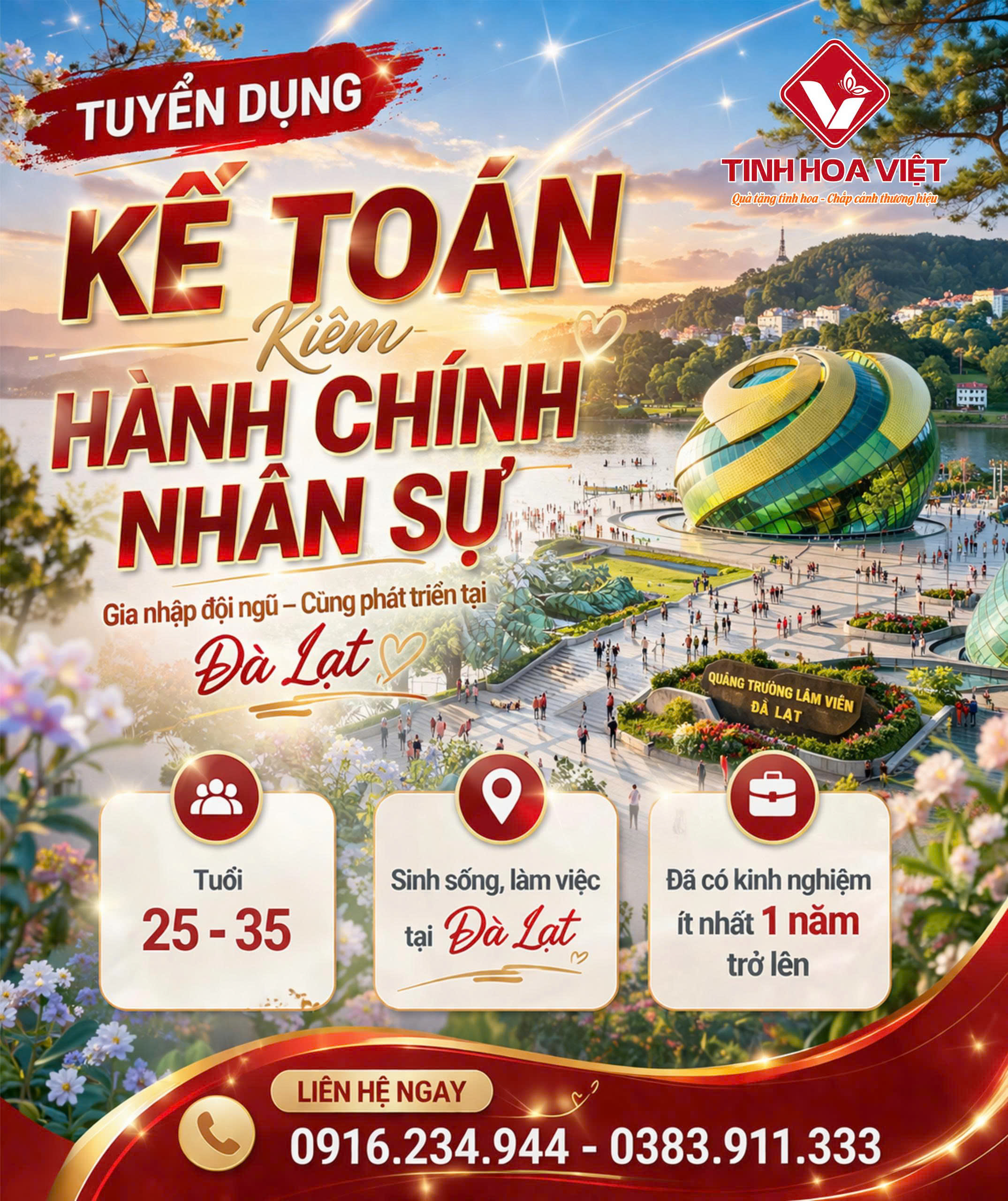 TUYỂN DỤNG KẾ TOÁN KIÊM HÀNH CHÍNH NHÂN SỰ TẠI ĐÀ LẠT