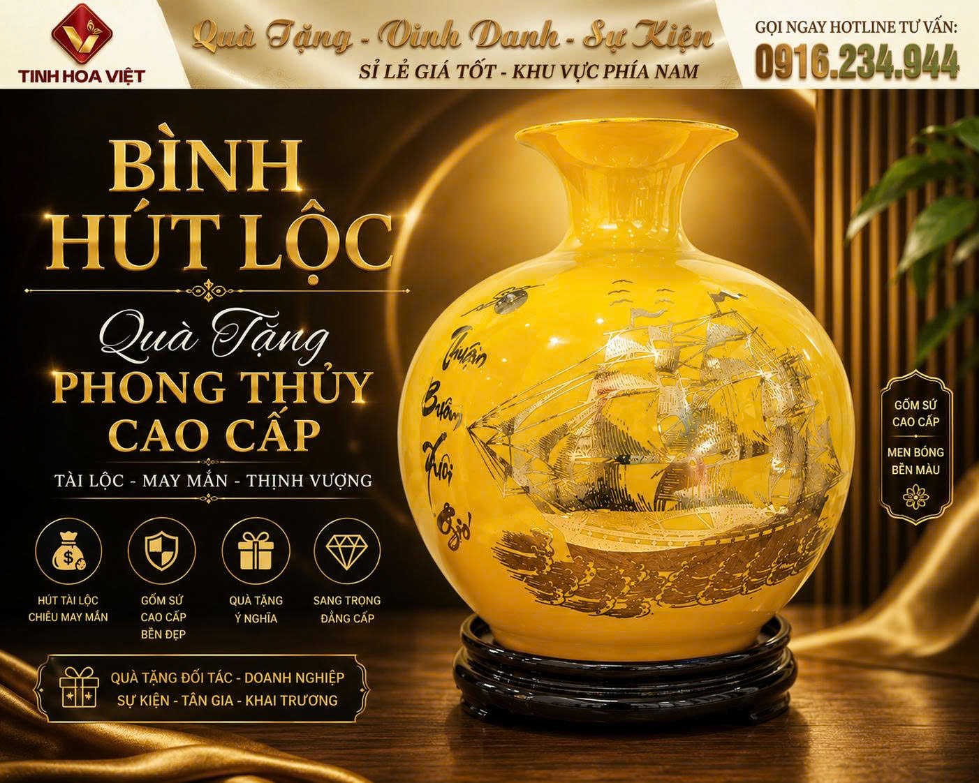 Bình Hút Lộc In Logo | Quà Tặng Phong Thủy Cao Cấp Doanh Nghiệp