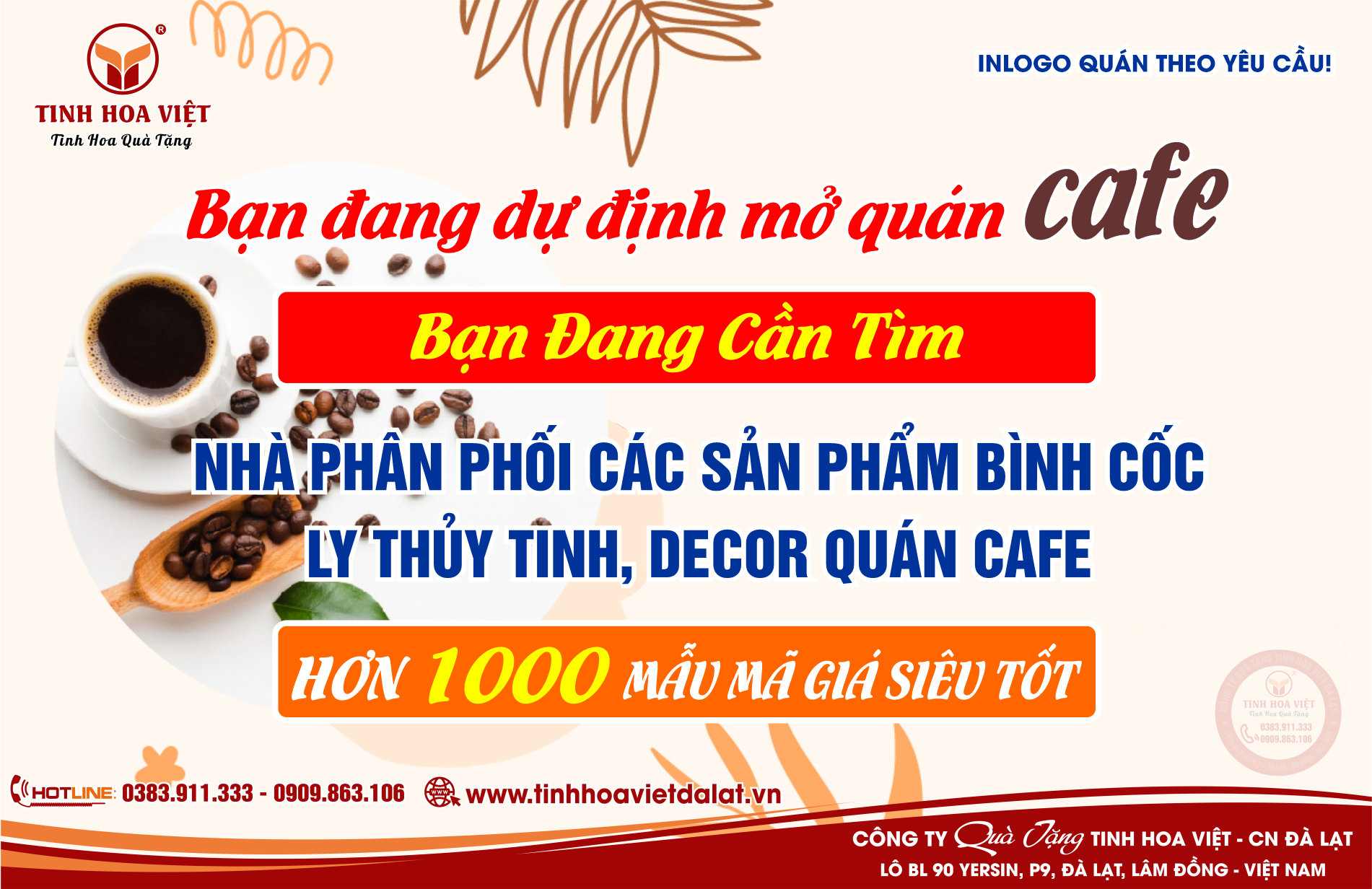 Cung cấp ly cốc sứ decor quán cafe giá tốt tại Đà Lạt và khu vực phía nam