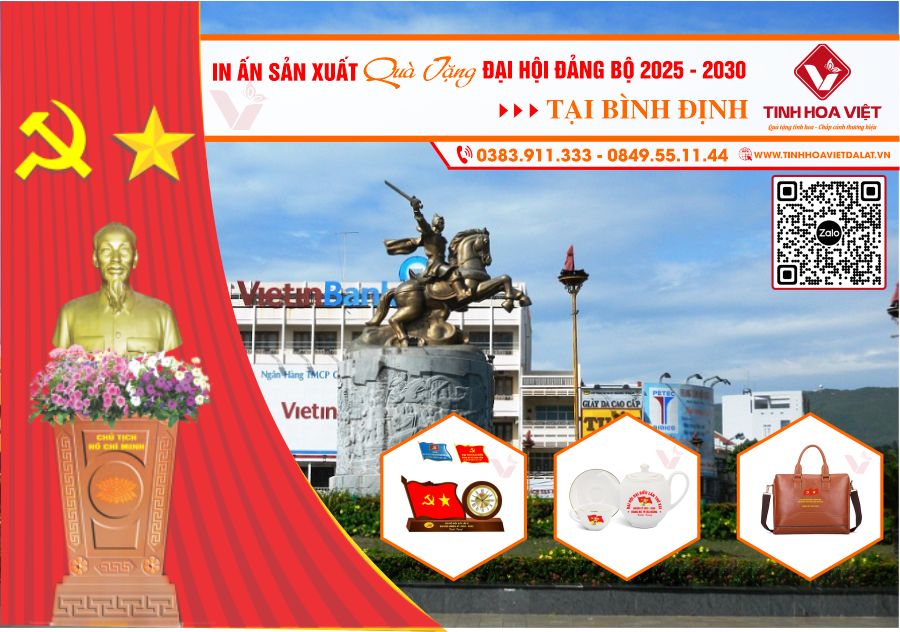 Sản xuất in ấn quà tặng đại hội đảng bộ 2025 - 2030 tại Bình Định
