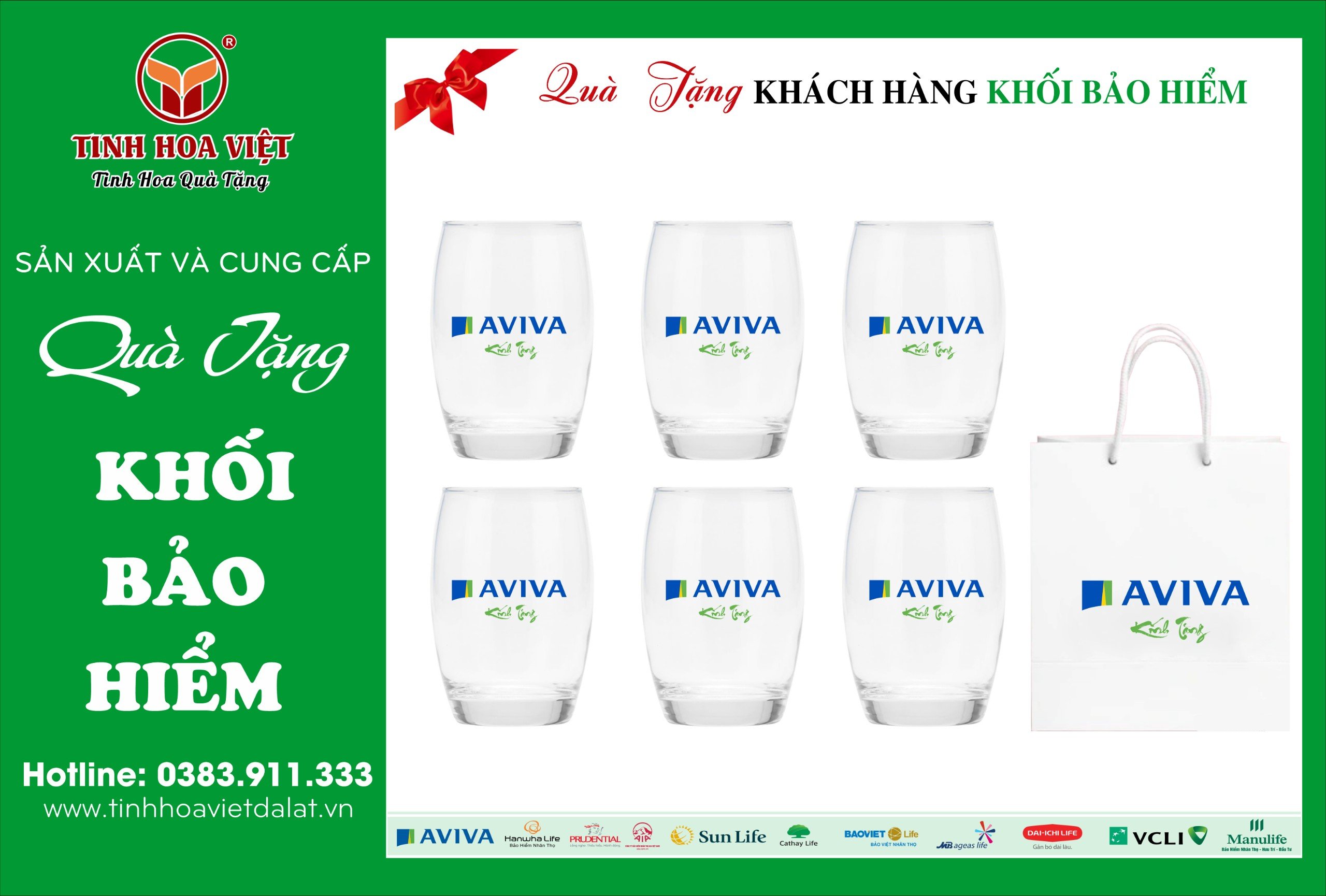cốc thủy tinh quà tặng đại lý bảo hiểm