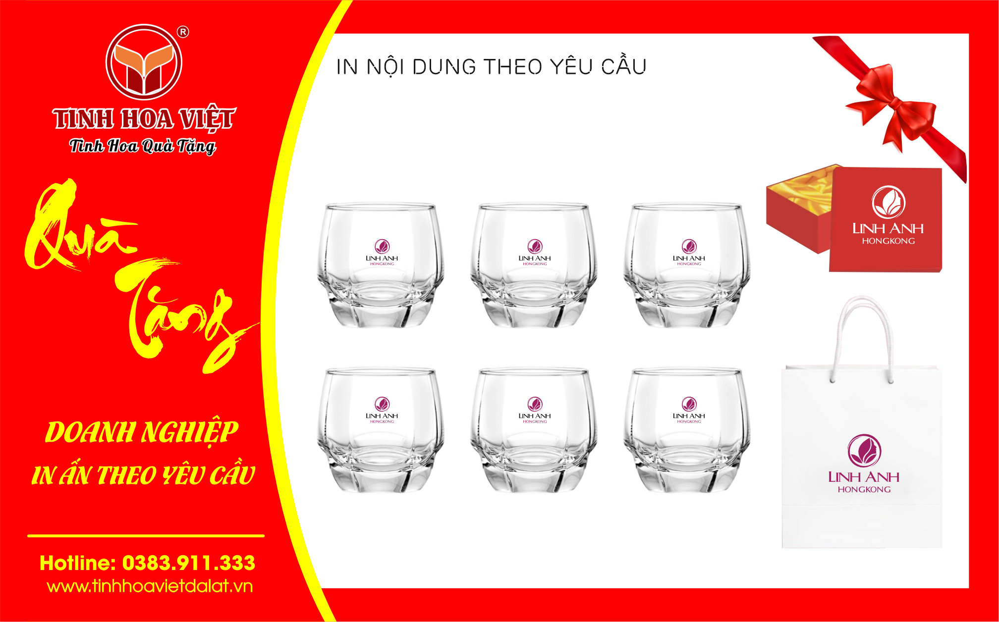 bộ ly cốc thủy tinh 6 cạnh