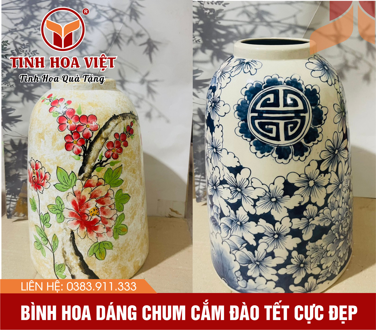 bình hoa đào