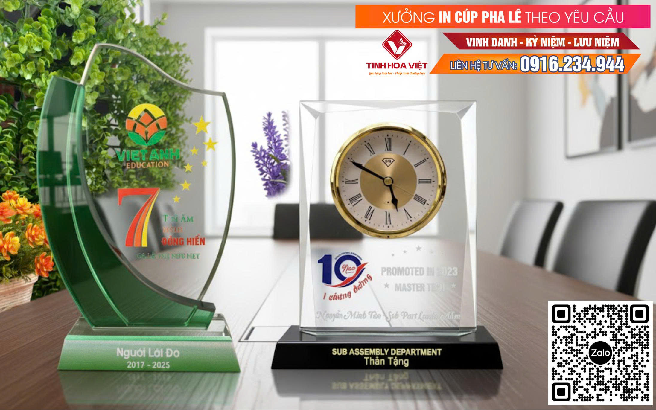 Đặt làm cúp pha lê theo yêu cầu – giao nhanh miền Nam & Trung Bộ