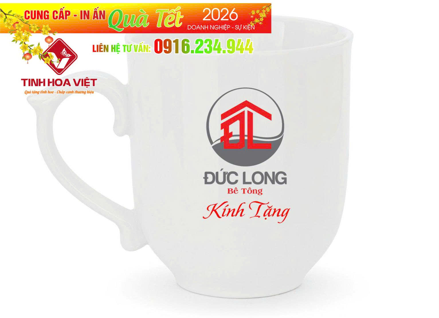 Ly sứ in logo doanh nghiệp | Quà tặng marketing hiệu quả