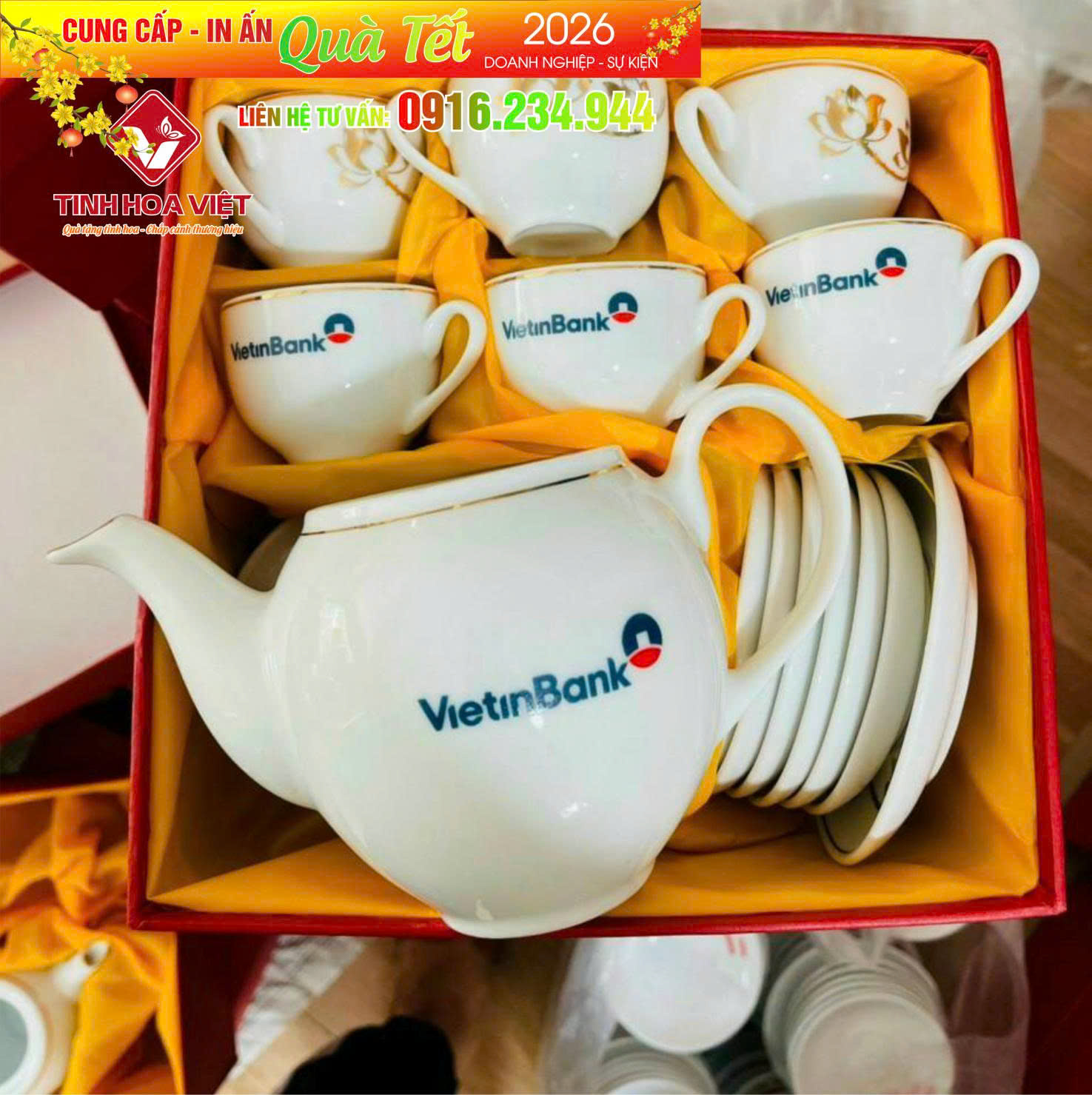 Ấm trà in logo doanh nghiệp | Quà tặng gốm sứ cao cấp, sang trọng