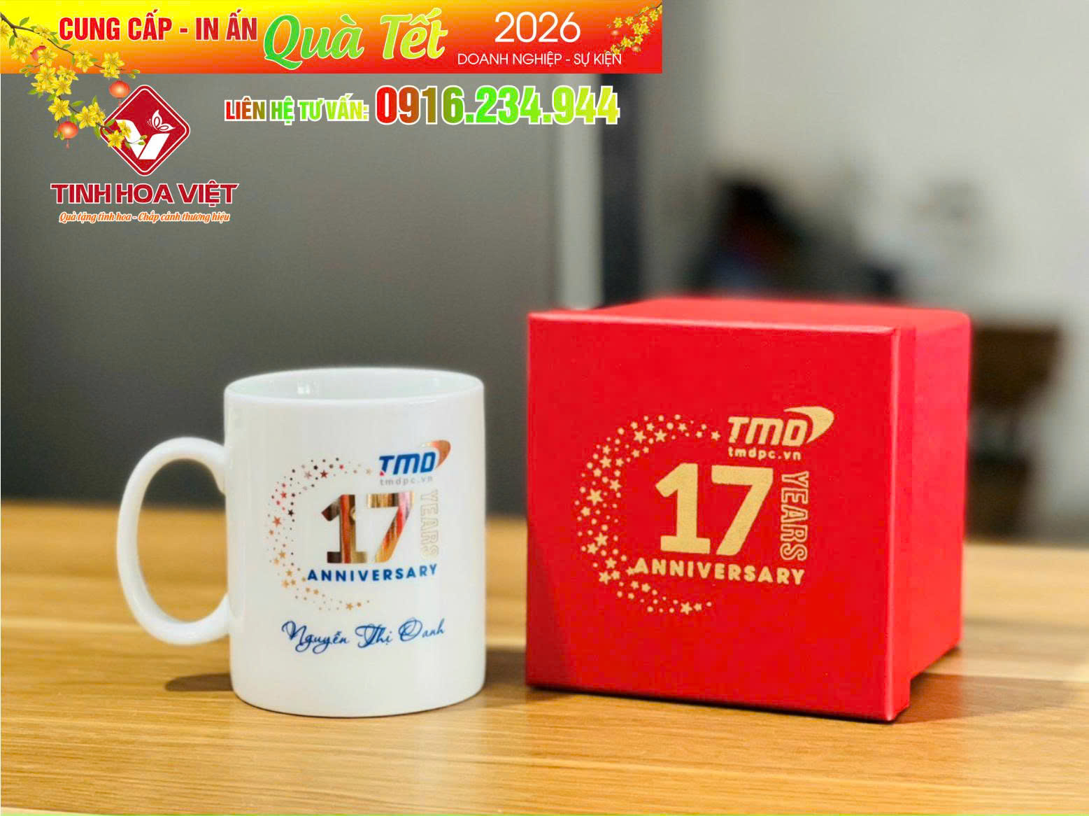 Quà Tết doanh nghiệp 2026 in logo | Gốm sứ cao cấp, thiết kế riêng