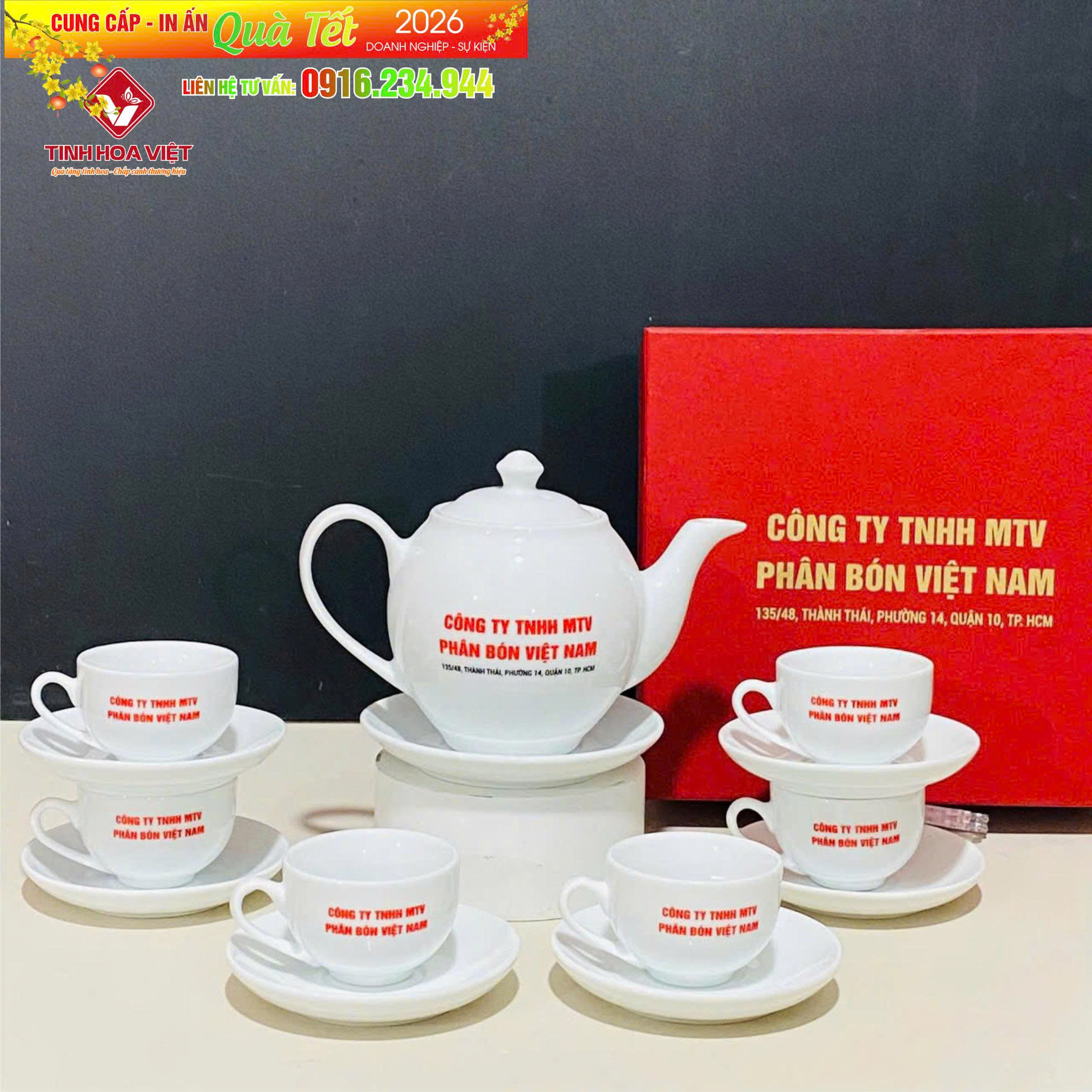 Ấm trà in logo doanh nghiệp | Quà tặng gốm sứ cao cấp, sang trọng
