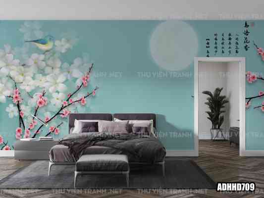 Tranh dán tường hoa đào 1