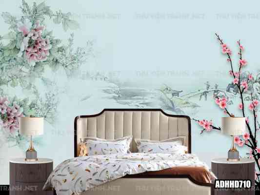 Tranh dán tường hoa đào 1