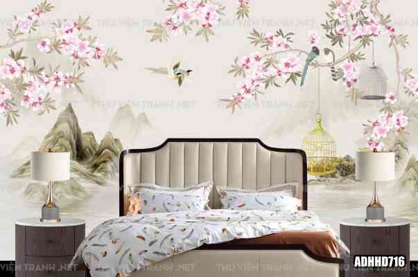 Tranh dán tường hoa đào 1