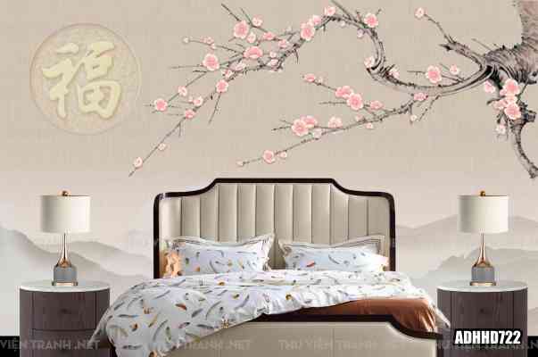 Tranh dán tường hoa đào 1