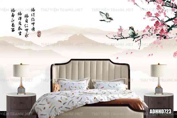 Tranh dán tường hoa đào 1