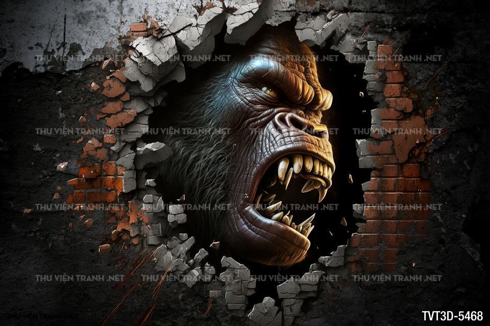 Tranh dán tường 3D Kingkong