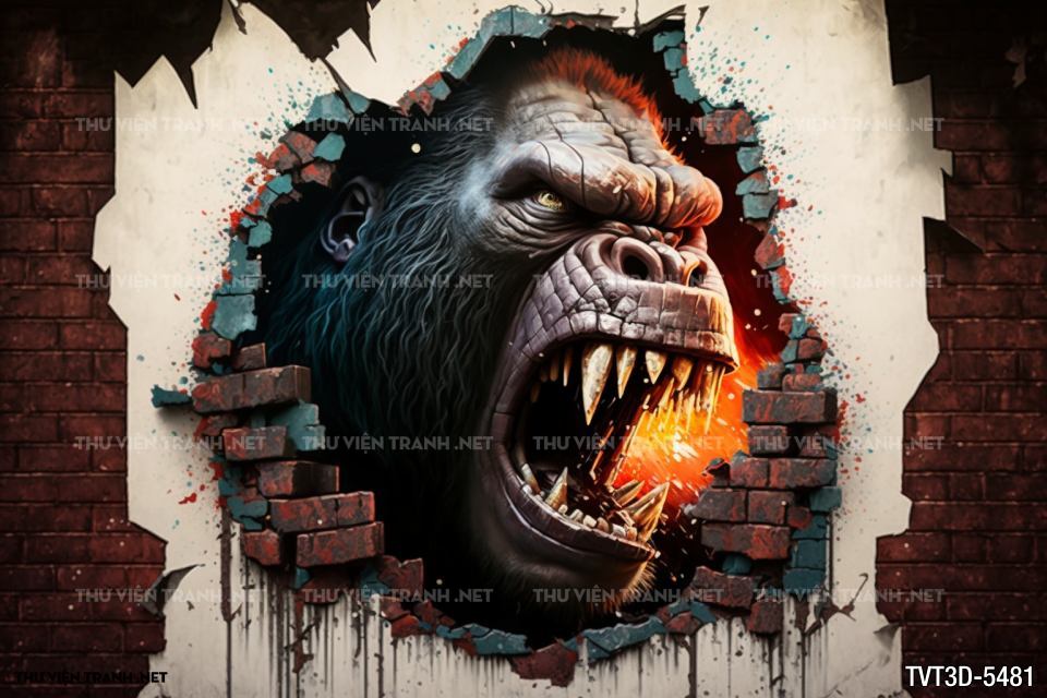 Tranh dán tường 3D Kingkong