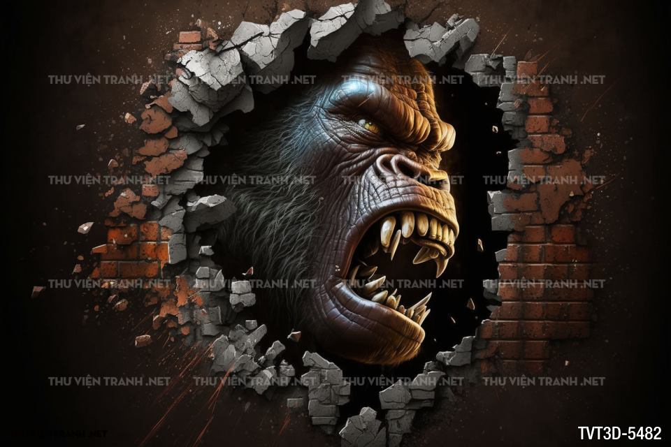 Tranh dán tường 3D Kingkong