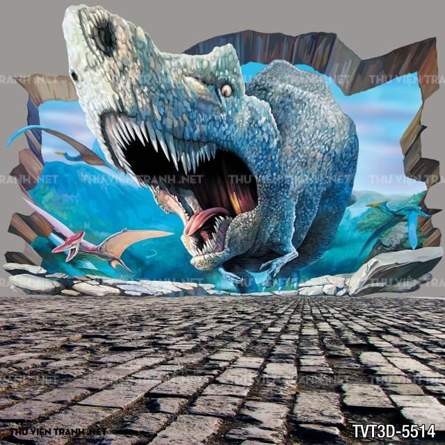 Tranh dán tường 3D  khủng long
