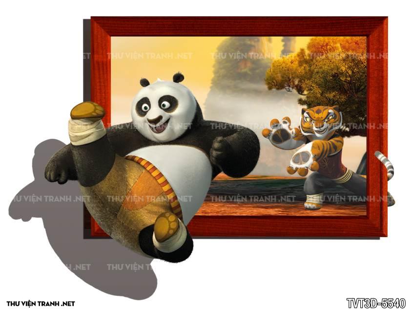 Tranh dán tường 3D gấu trúc Panda