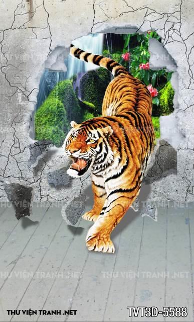 Tranh dán tường 3D hổ