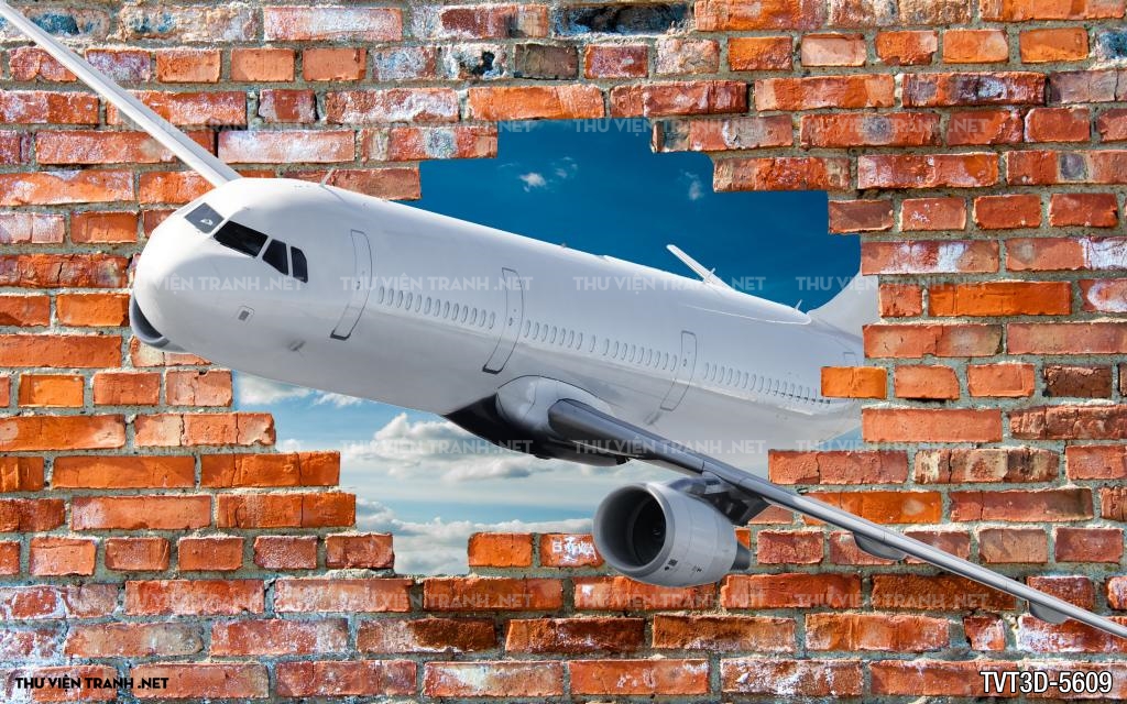 Tranh dán tường 3D máy bay
