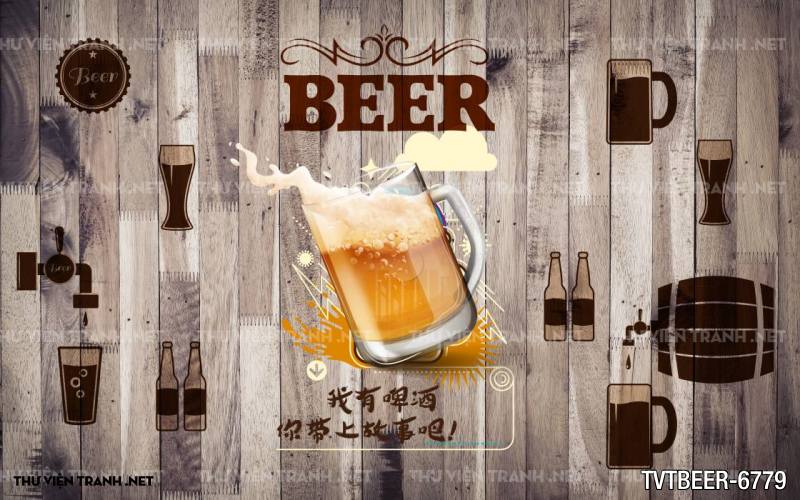 Tranh Quán Beer- tranh dán tường quán Bia