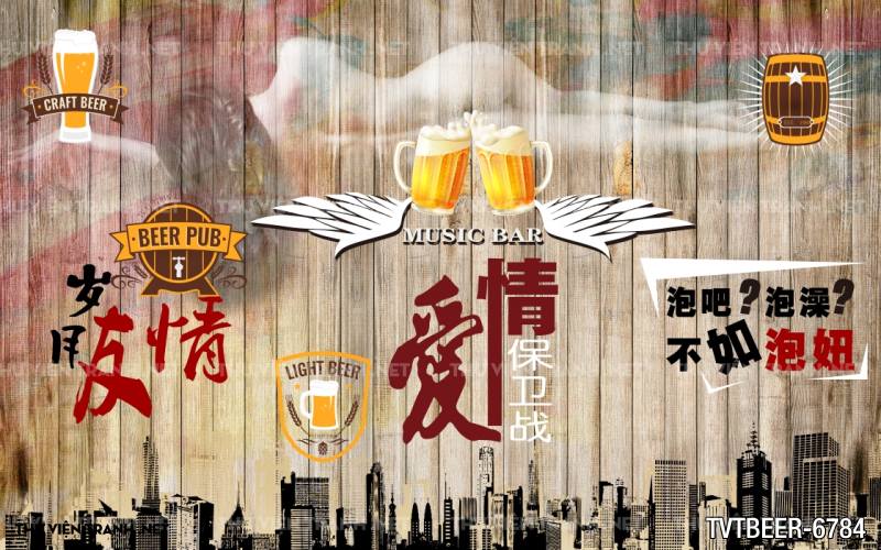 Tranh Quán Beer- tranh dán tường quán Bia