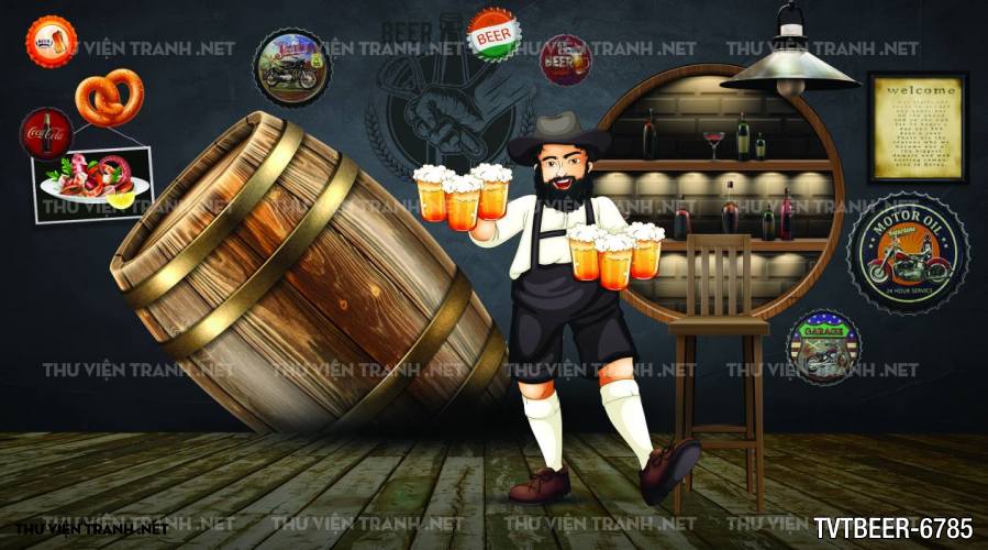 Tranh Quán Beer- tranh dán tường quán Bia