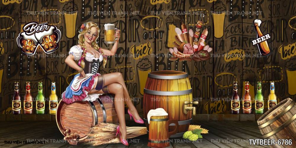 Tranh Quán Beer- tranh dán tường quán Bia