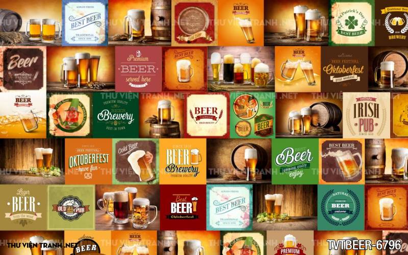 Tranh Quán Beer- tranh dán tường quán Bia