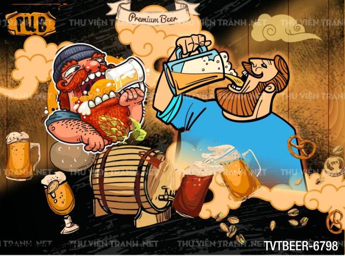 Tranh Quán Beer- tranh dán tường quán Bia