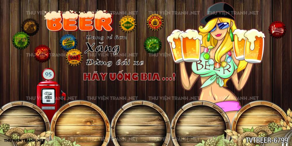 Tranh Quán Beer- tranh dán tường quán Bia