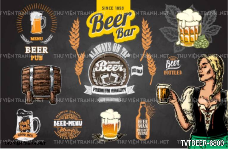 Tranh Quán Beer- tranh dán tường quán Bia