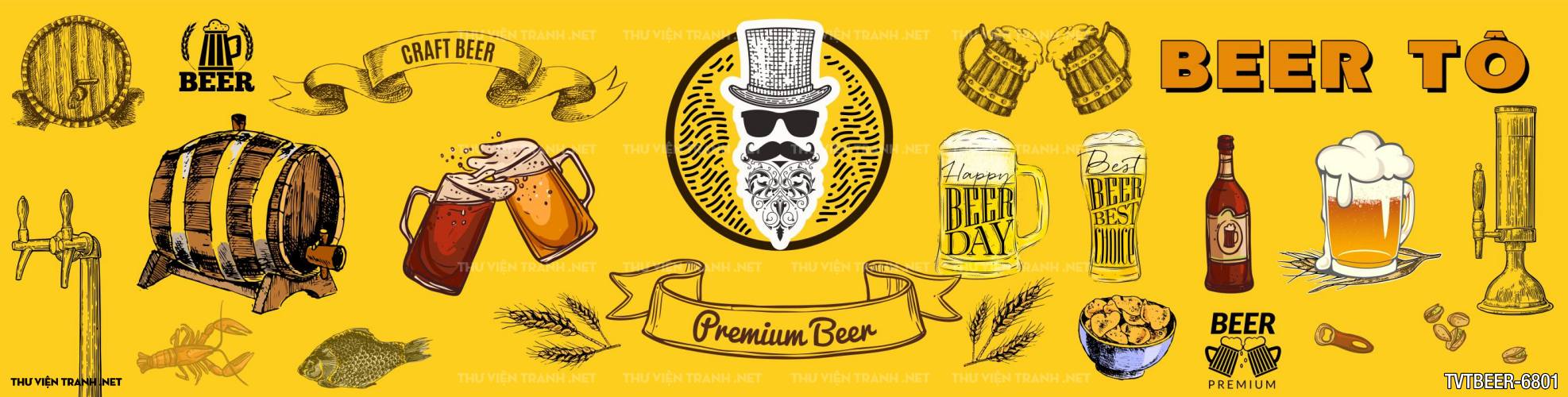 Tranh Quán Beer- tranh dán tường quán Bia